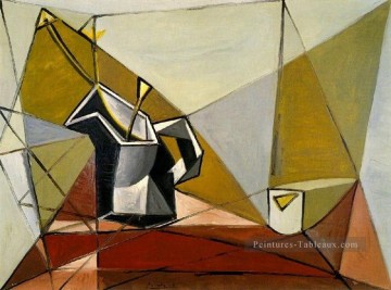 Pichet fleurs sur une table 1942 cubisme Pablo Picasso Peinture à l'huile